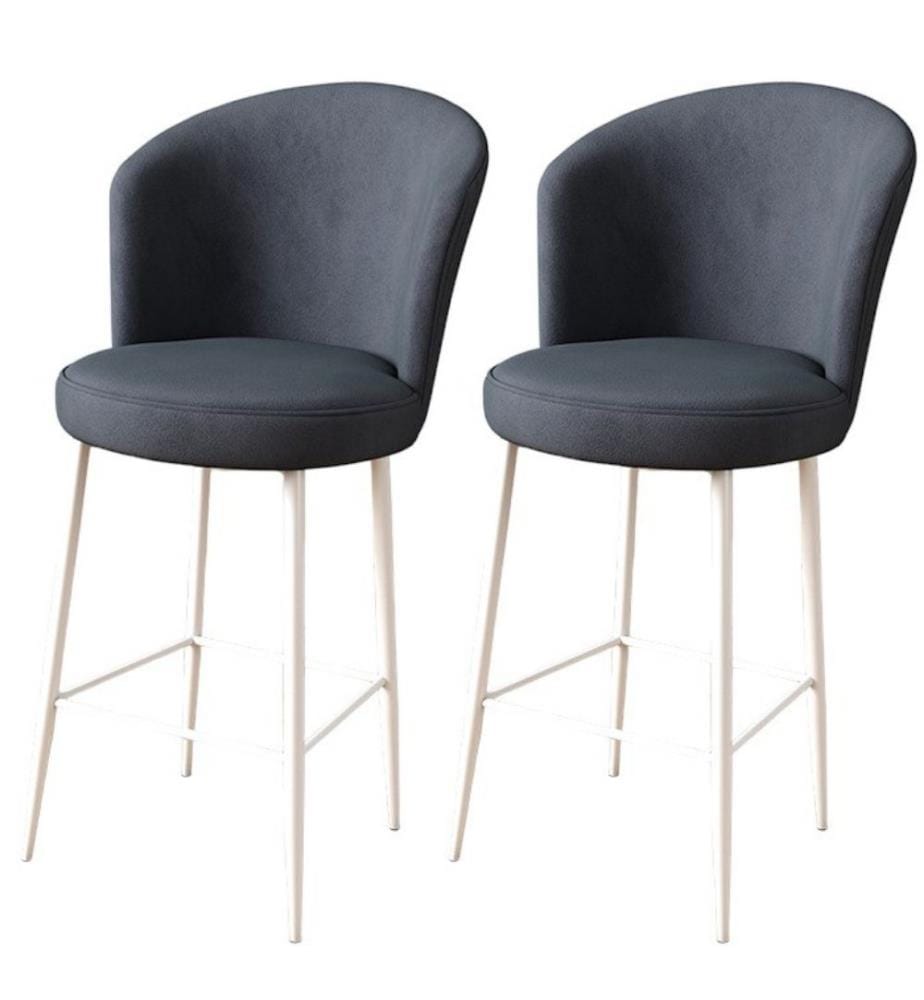 Ensemble de tabourets de bar, 2 pièces, anthracite, blanc, châssis : Métal, Tissu : Babyface