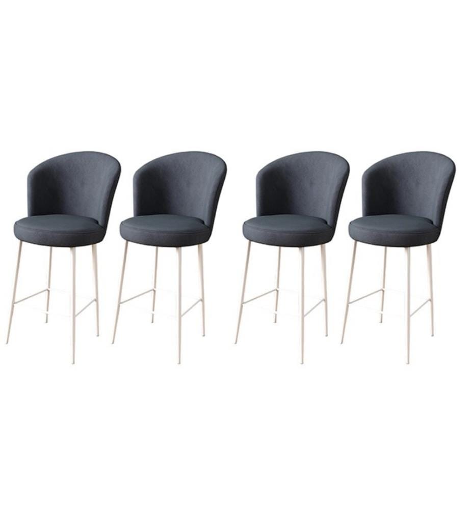 Ensemble de tabourets de bar, 4 pièces, anthracite, blanc, châssis : Métal, Tissu : Babyface