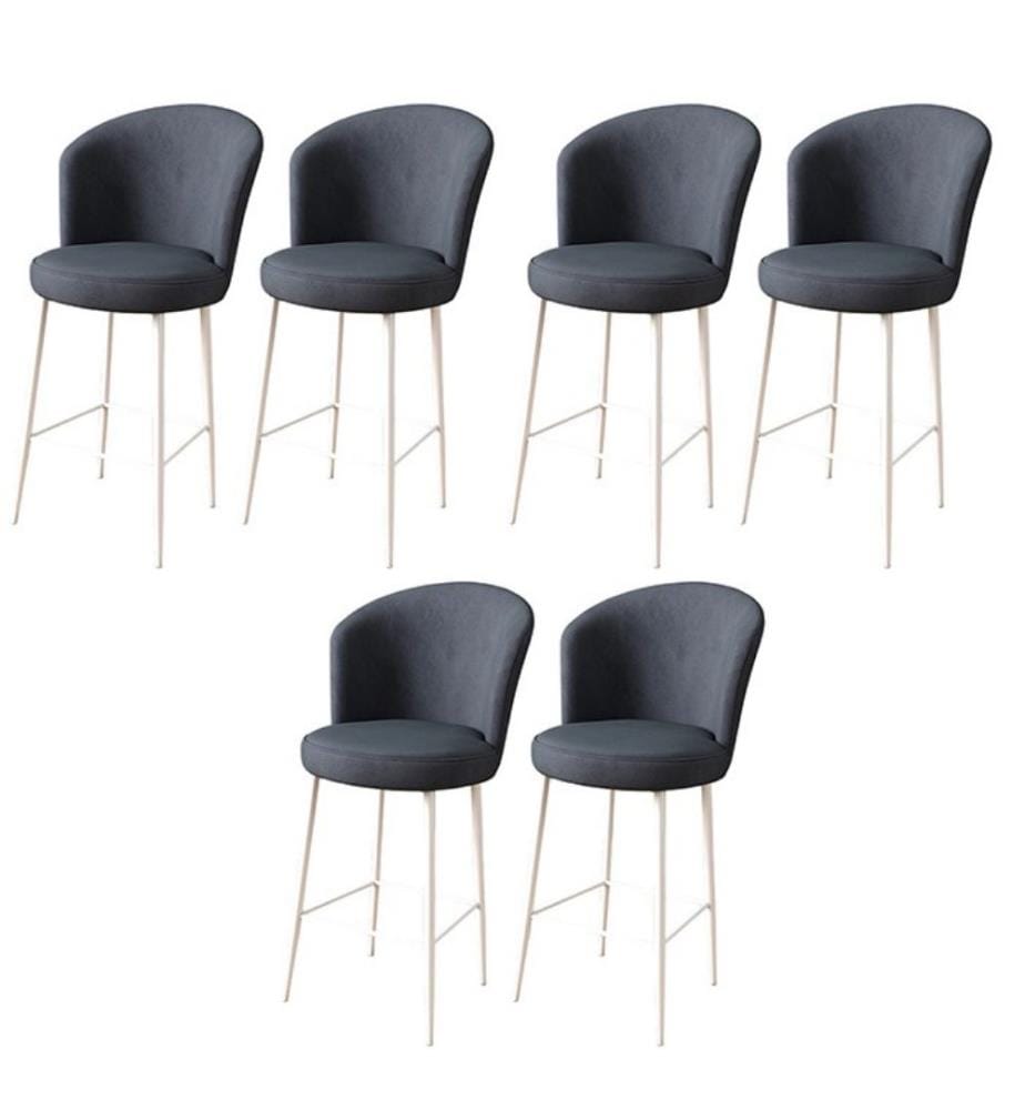 Ensemble de tabourets de bar, 6 pièces, anthracite, blanc, châssis : Métal, Tissu : Babyface