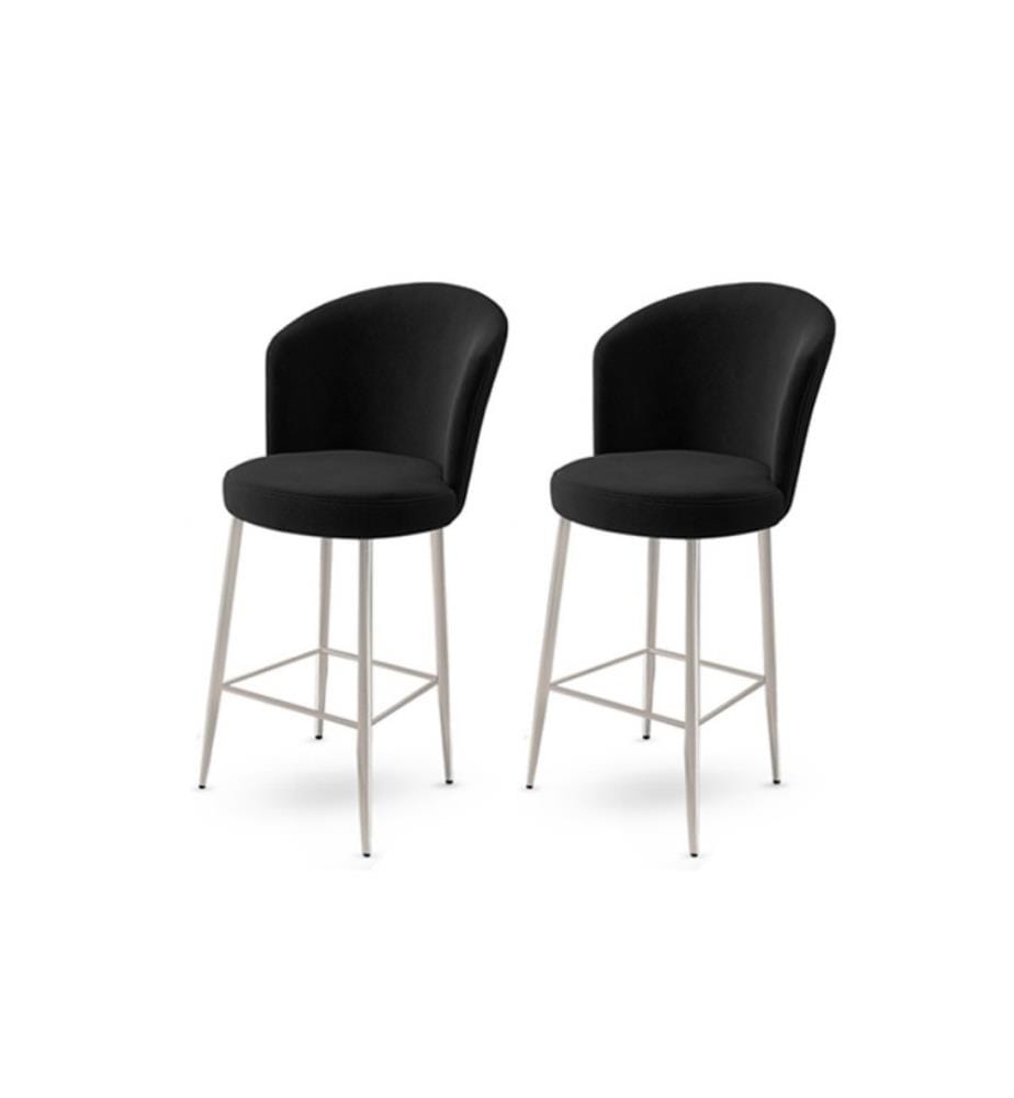 Ensemble de tabourets de bar, 2 pièces, noir, chrome, cadre : Métal, Tissu : Babyface