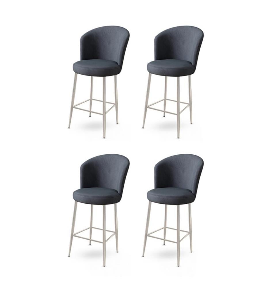 Ensemble de tabourets de bar, 4 pièces, anthracite, chrome, châssis : Métal, Tissu : Babyface