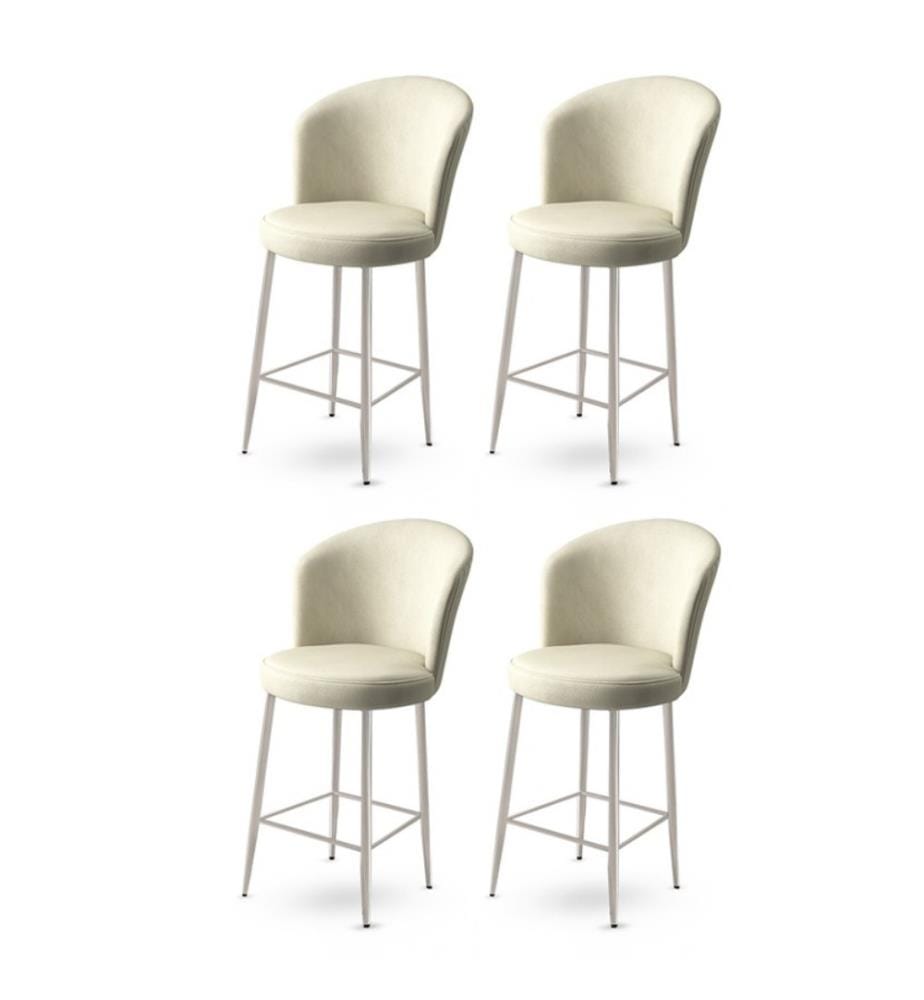 Ensemble de tabourets de bar, 4 pièces, crème, chrome, cadre : Métal, Tissu : Babyface