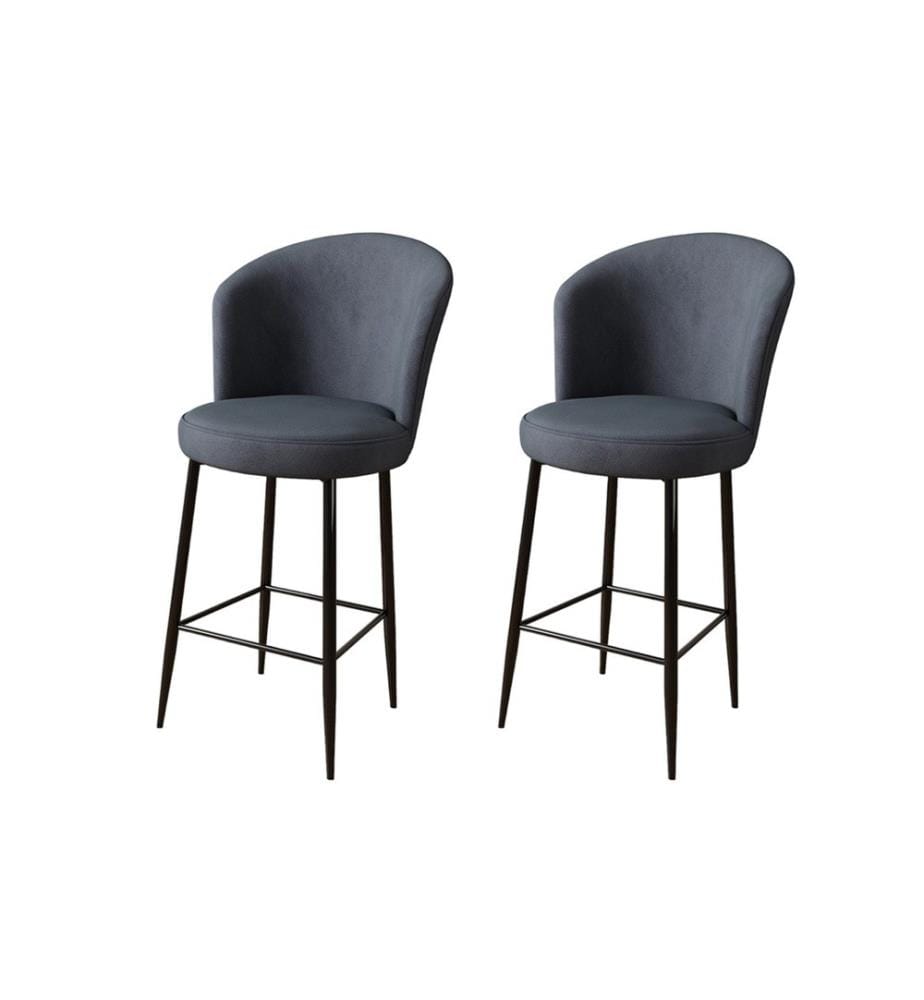 Ensemble de tabourets de bar, 2 pièces, anthracite, noir, châssis : Métal, Tissu : Babyface