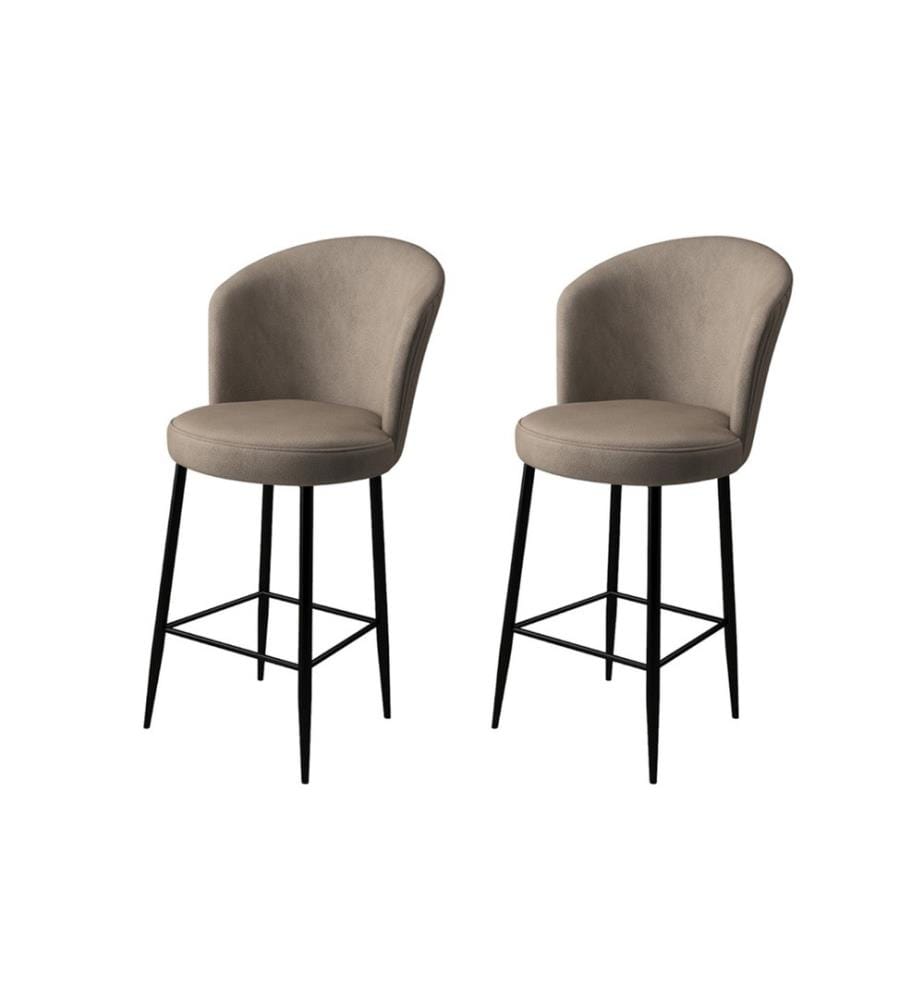 Ensemble de tabourets de bar, 2 pièces, cappuccino, noir, châssis : Métal, Tissu : Babyface