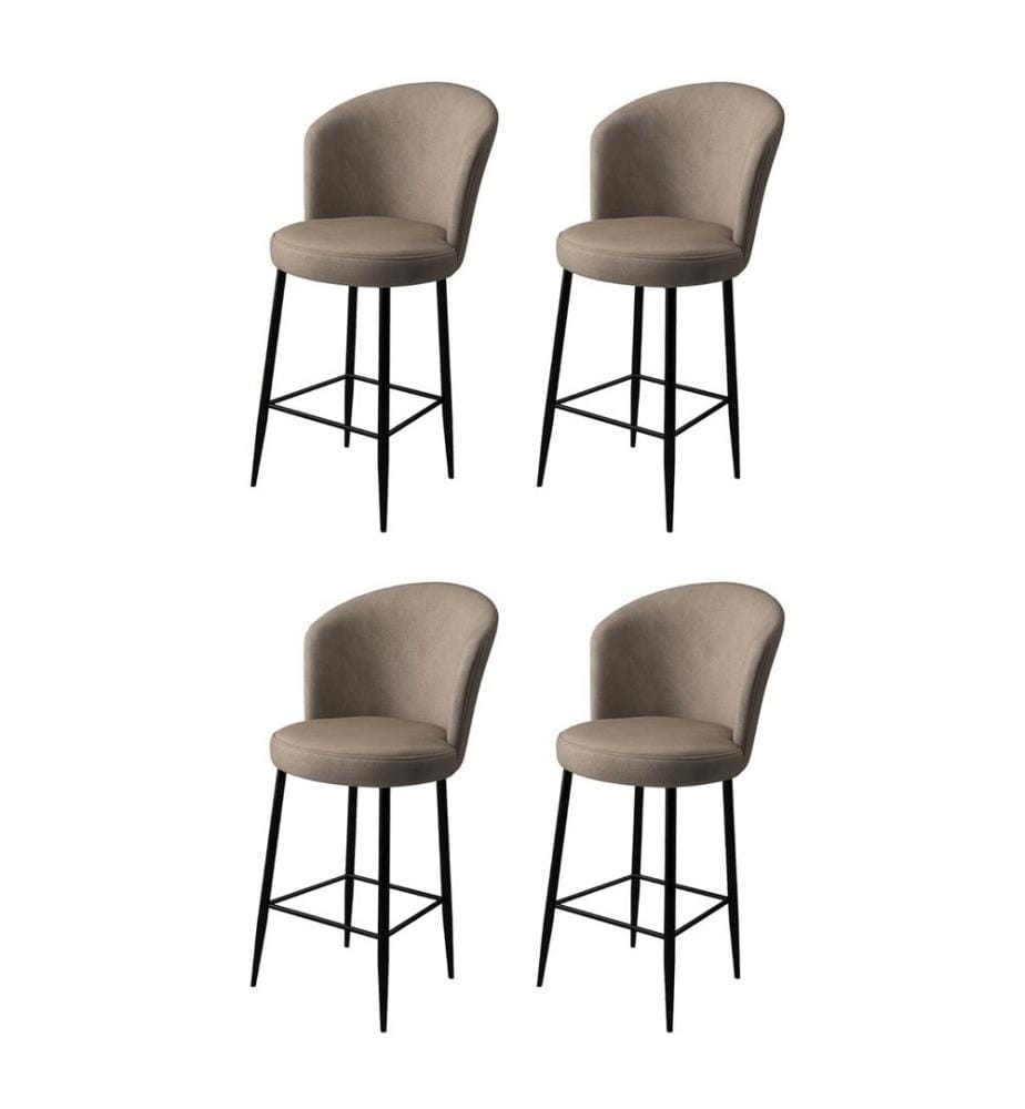 Ensemble de tabourets de bar, 4 pièces, cappuccino, noir, châssis : Métal, Tissu : Babyface