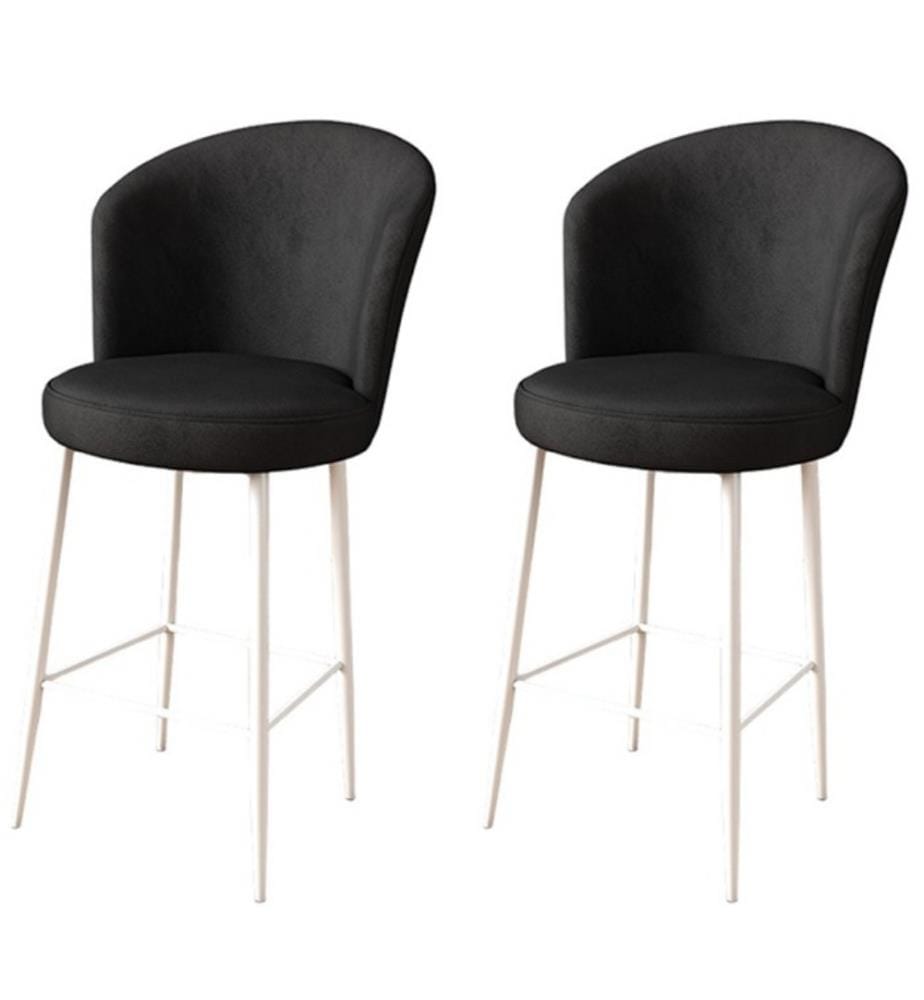 Ensemble de tabourets de bar, 2 pièces, noir, blanc, cadre : Métal, Tissu : Babyface