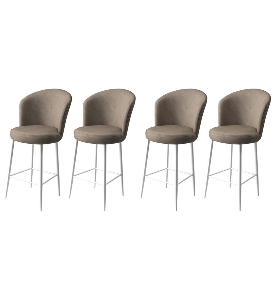 Ensemble de tabourets de bar, 4 pièces, cappuccino, blanc, châssis : Métal, Tissu : Babyface