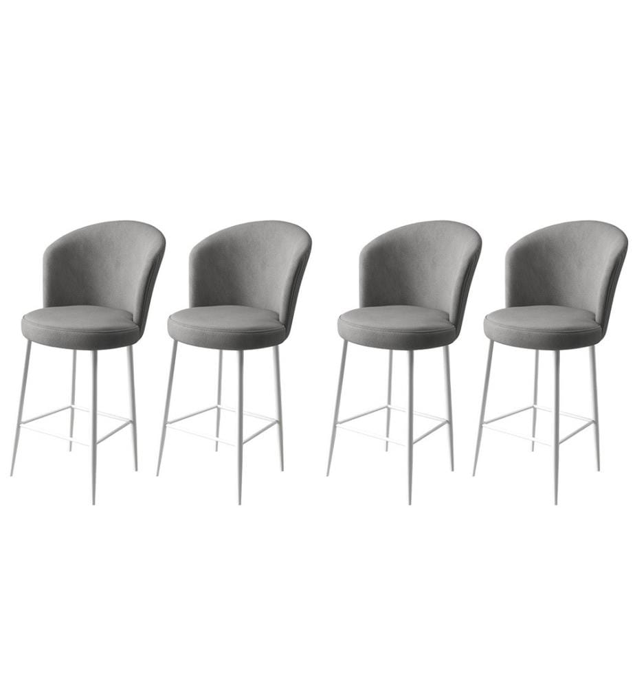 Ensemble de tabourets de bar, 4 pièces, gris, blanc, cadre : Métal, Tissu : Babyface