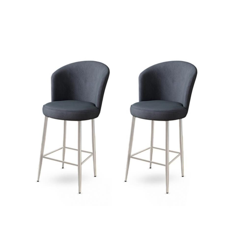 Ensemble de tabourets de bar, 2 pièces, anthracite, chrome, châssis : Métal, Tissu : Babyface