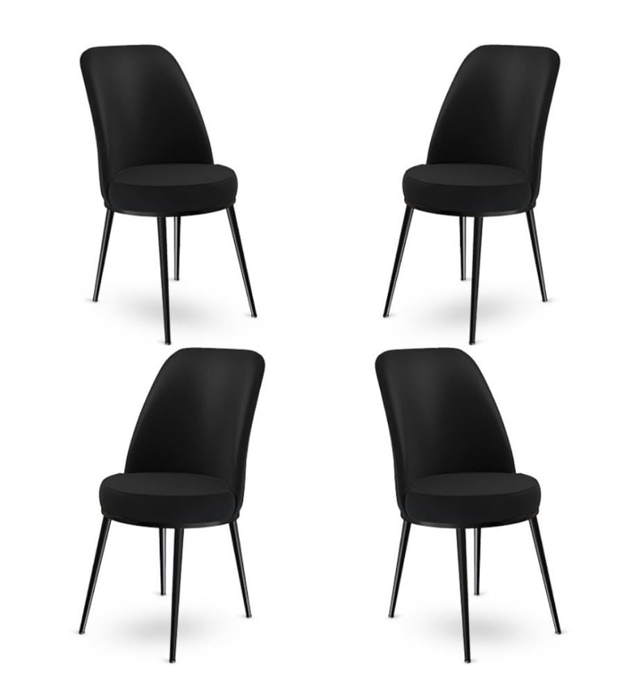 Ensemble de tabourets de bar, 4 pièces, noir, cadre : Métal, Tissu : Babyface