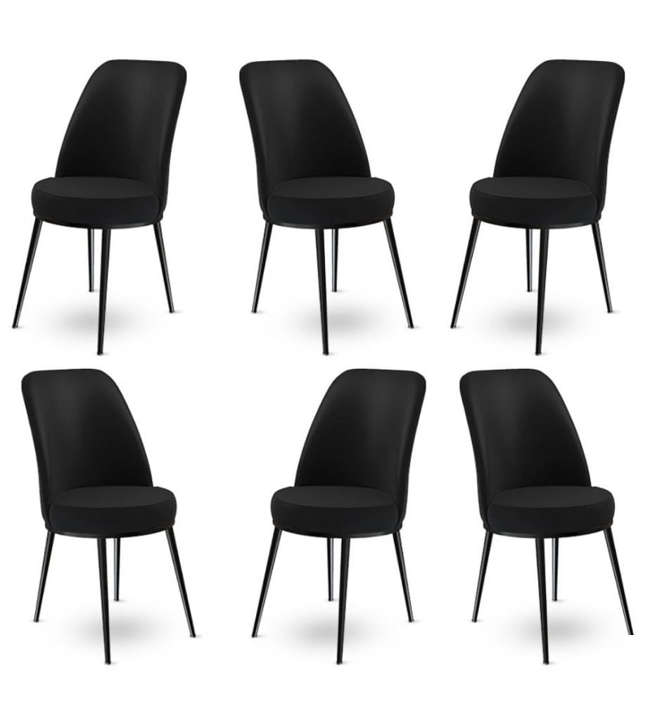 Ensemble de tabourets de bar, 6 pièces, noir, cadre : Métal, Tissu : Babyface