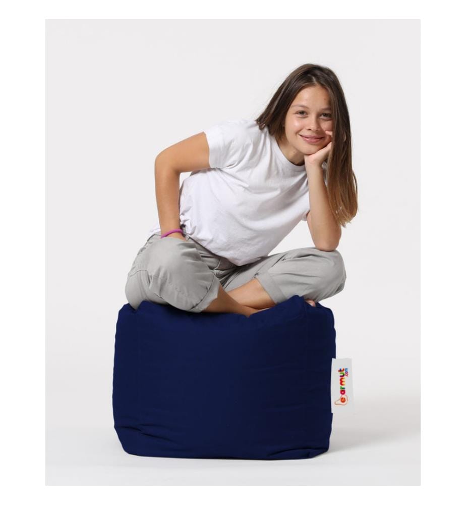 Pouf de jardin, bleu foncé, polystyrène recyclé haute densité, tissu polyester