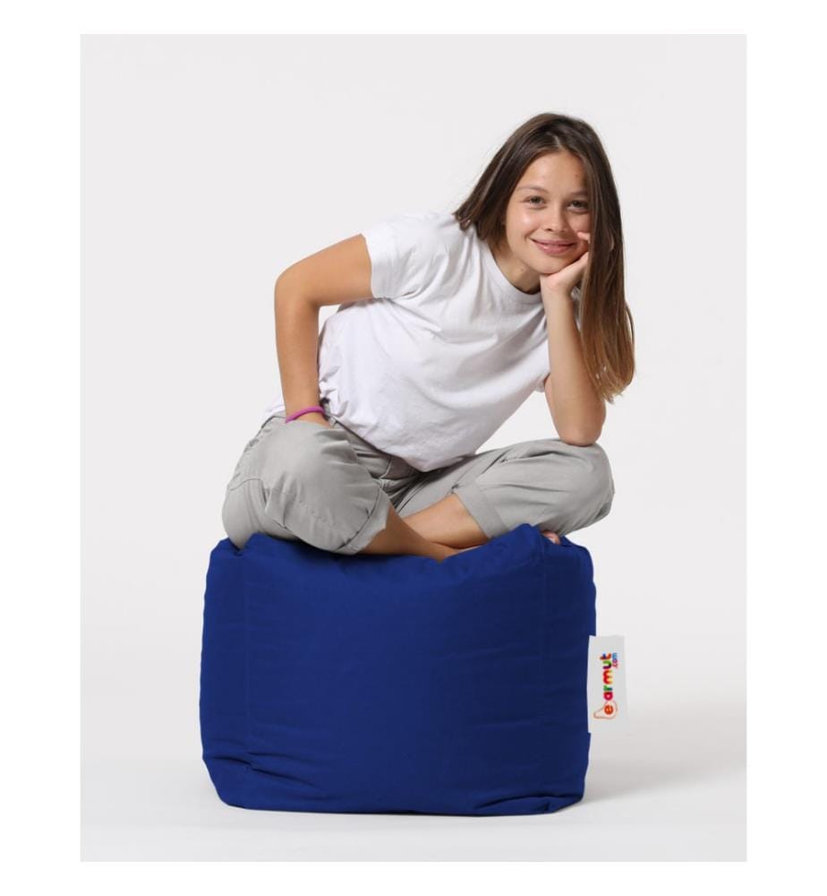 Pouf de jardin, bleu, polystyrène recyclé haute densité, tissu polyester