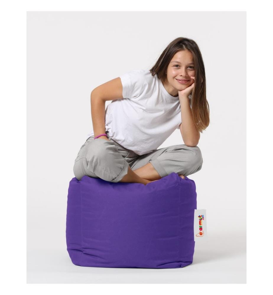 Pouf de jardin, violet, polystyrène recyclé haute densité, tissu polyester