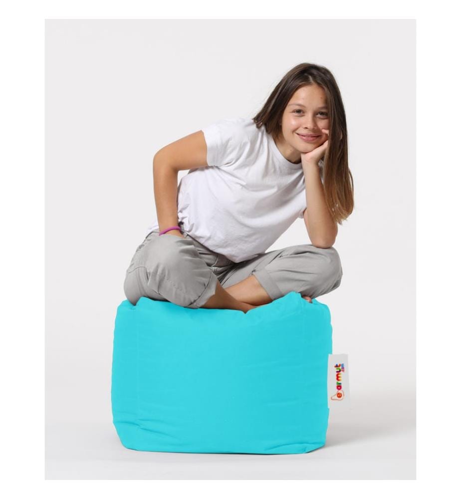 Pouf de jardin, Turquoise, polystyrène recyclé haute densité, tissu polyester