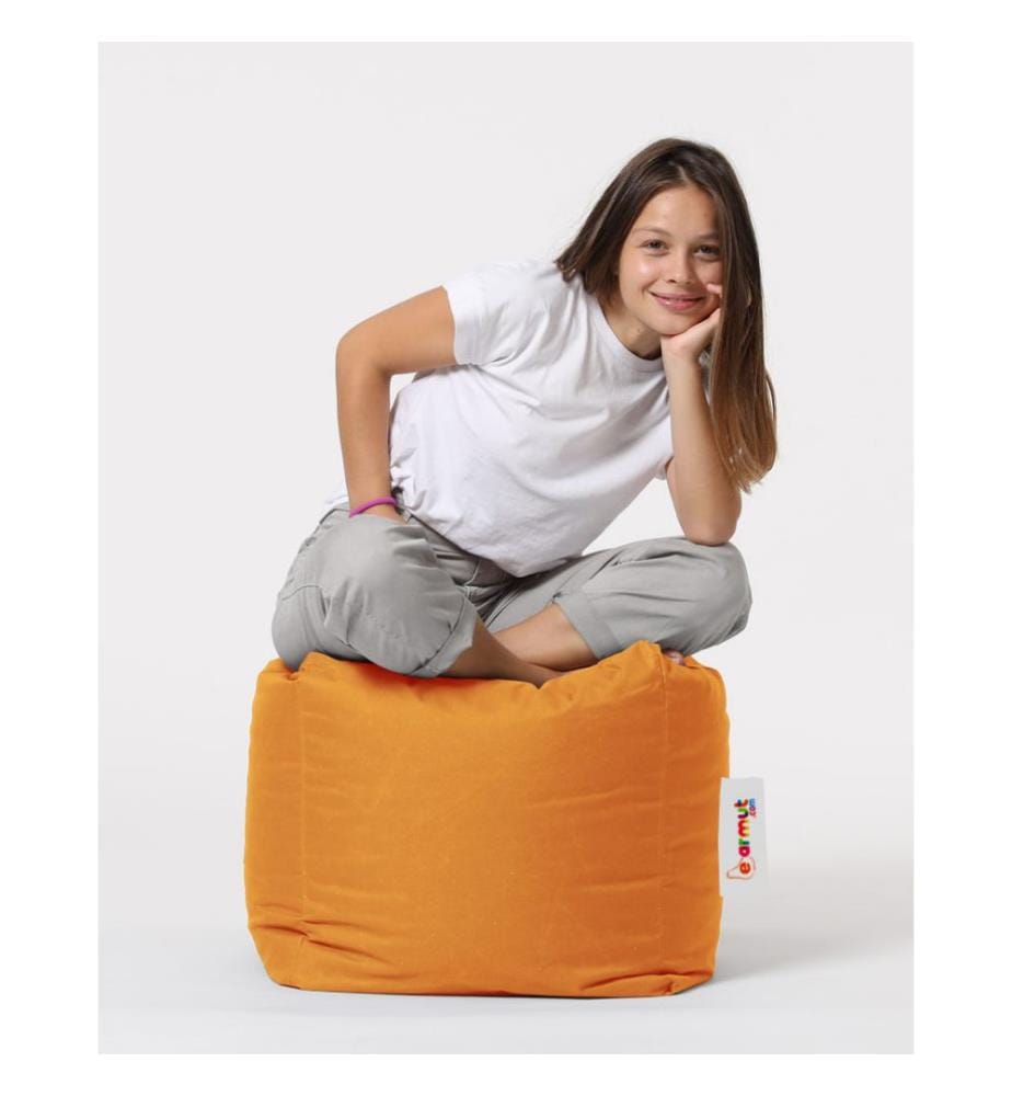Pouf de jardin, orange, polystyrène recyclé haute densité, tissu polyester