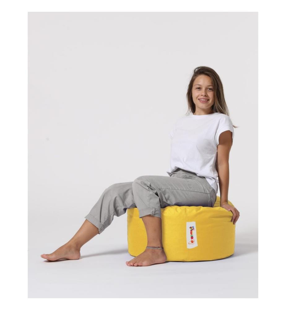 Pouf de jardin, jaune, polystyrène recyclé haute densité, tissu polyester