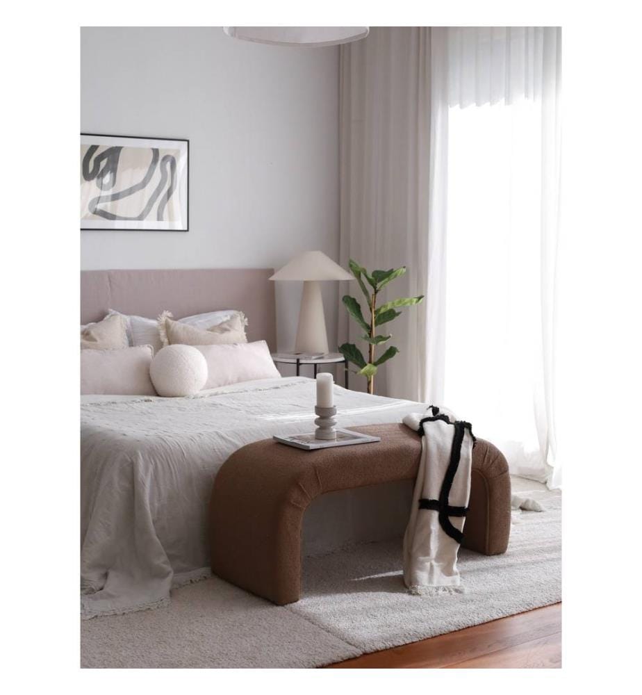 Pouf, marron, 100% polyester, cadre : Hêtre