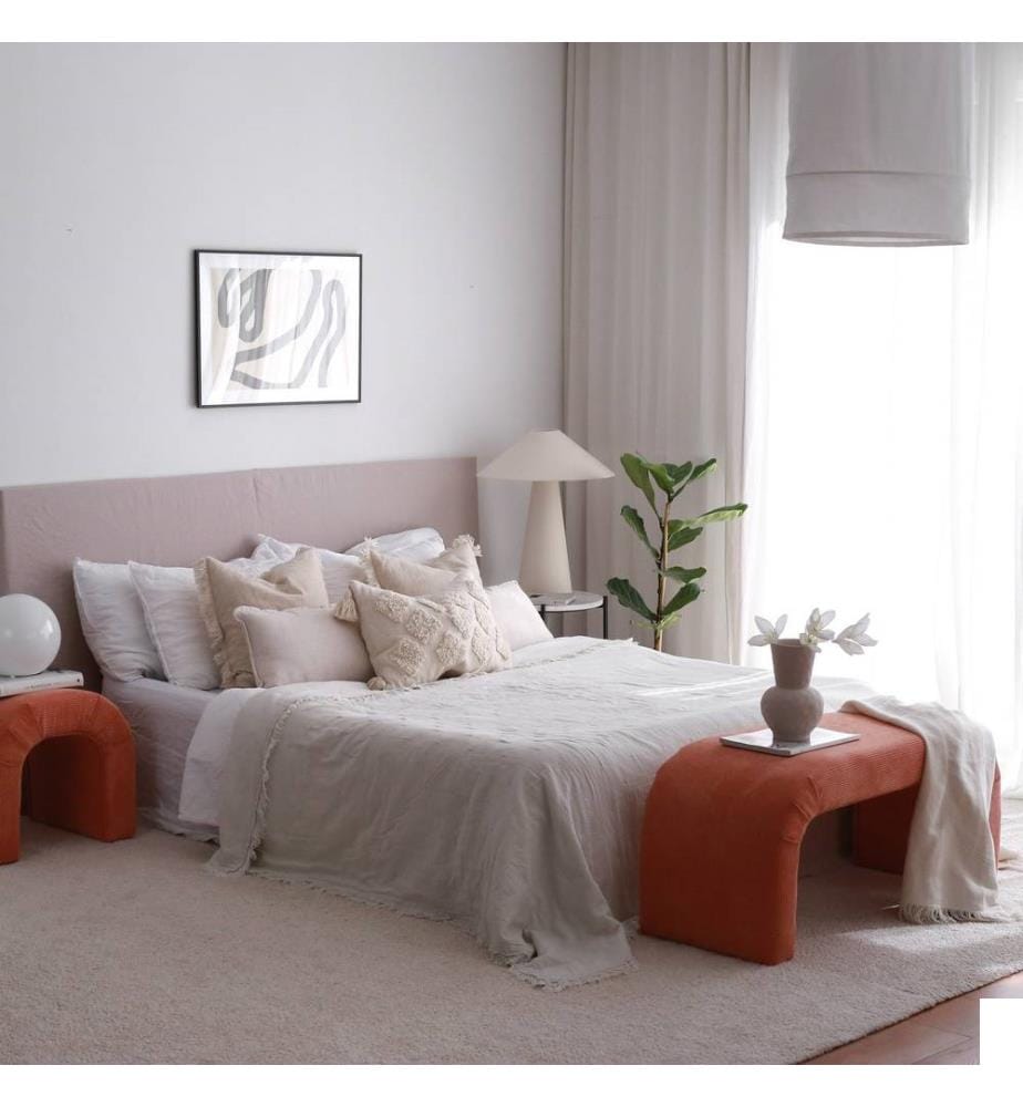 Pouf, Coral, 100% Polyester, Cadre : Hêtre