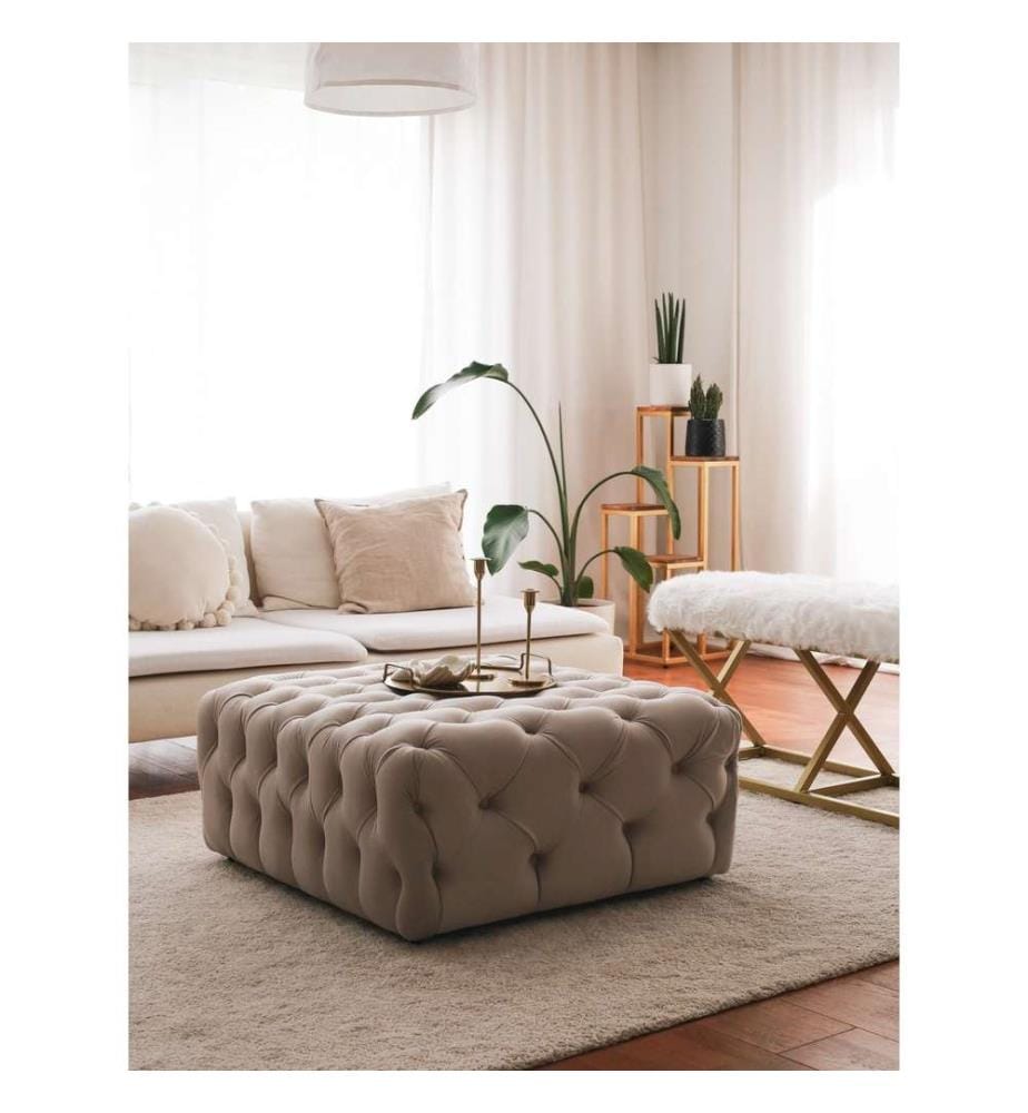 Pouf, crème, cadre : 100% métal, tissu : Babyface