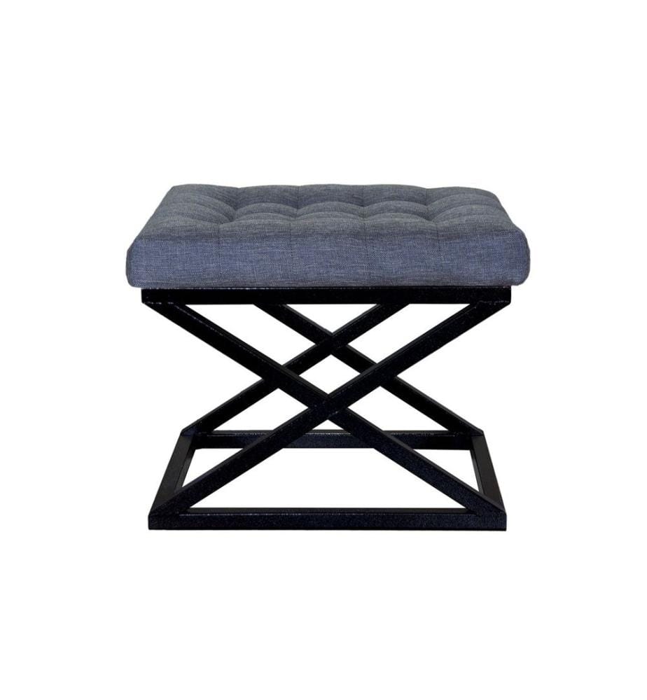 Pouf, noir, bleu, cadre : 100% métal, tissu : 100% polyester Babyface
