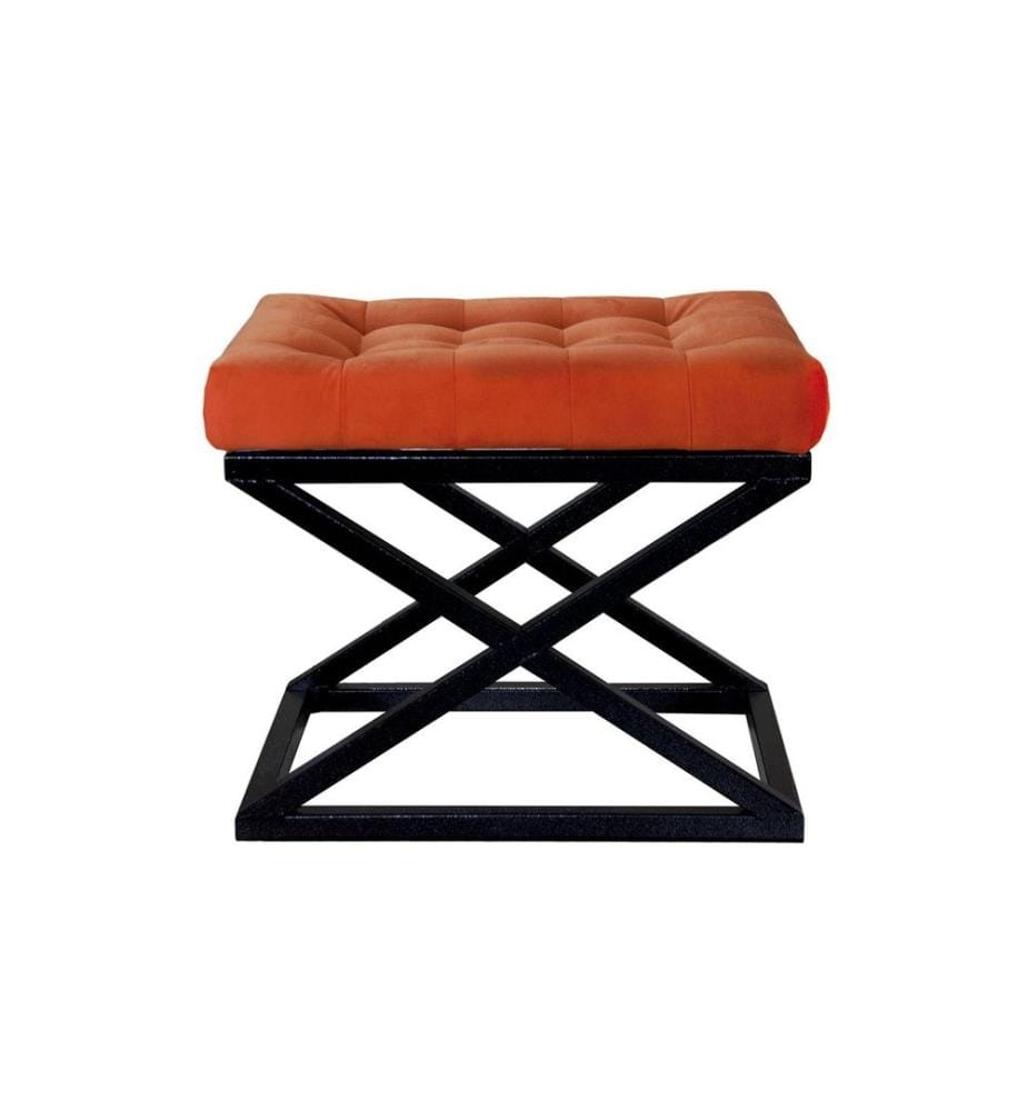 Pouf, noir, orange, cadre : 100% métal, tissu : 100% polyester Babyface