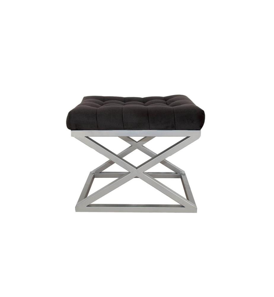 Pouf, argent, noir, cadre : 100% métal, tissu : 100% polyester Babyface