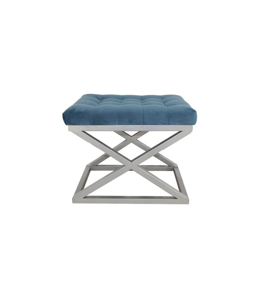 Pouf, argent, bleu, cadre : 100% métal, tissu : 100% polyester Babyface