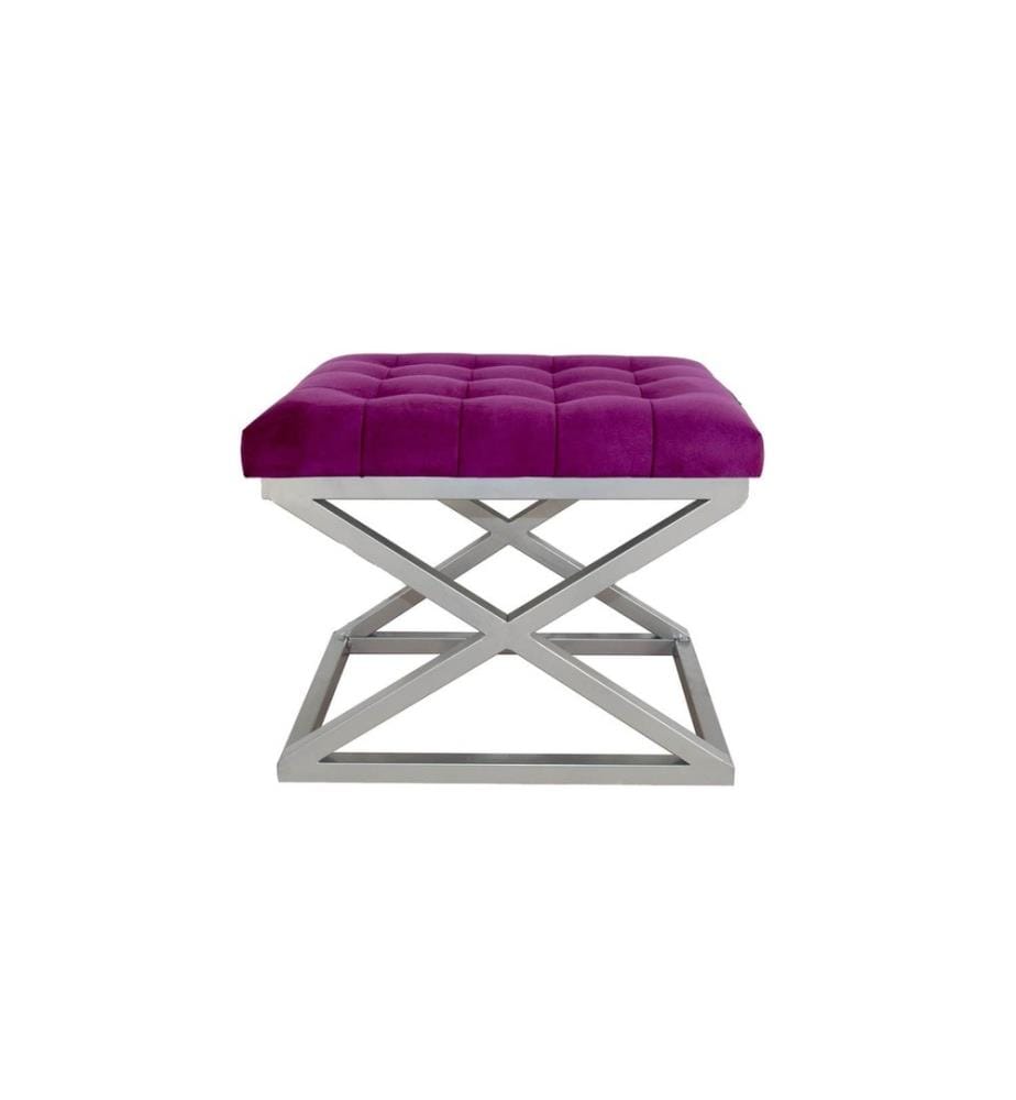 Pouf, Silver, Fuchsia, Cadre : 100% métal, tissu : 100% polyester Babyface