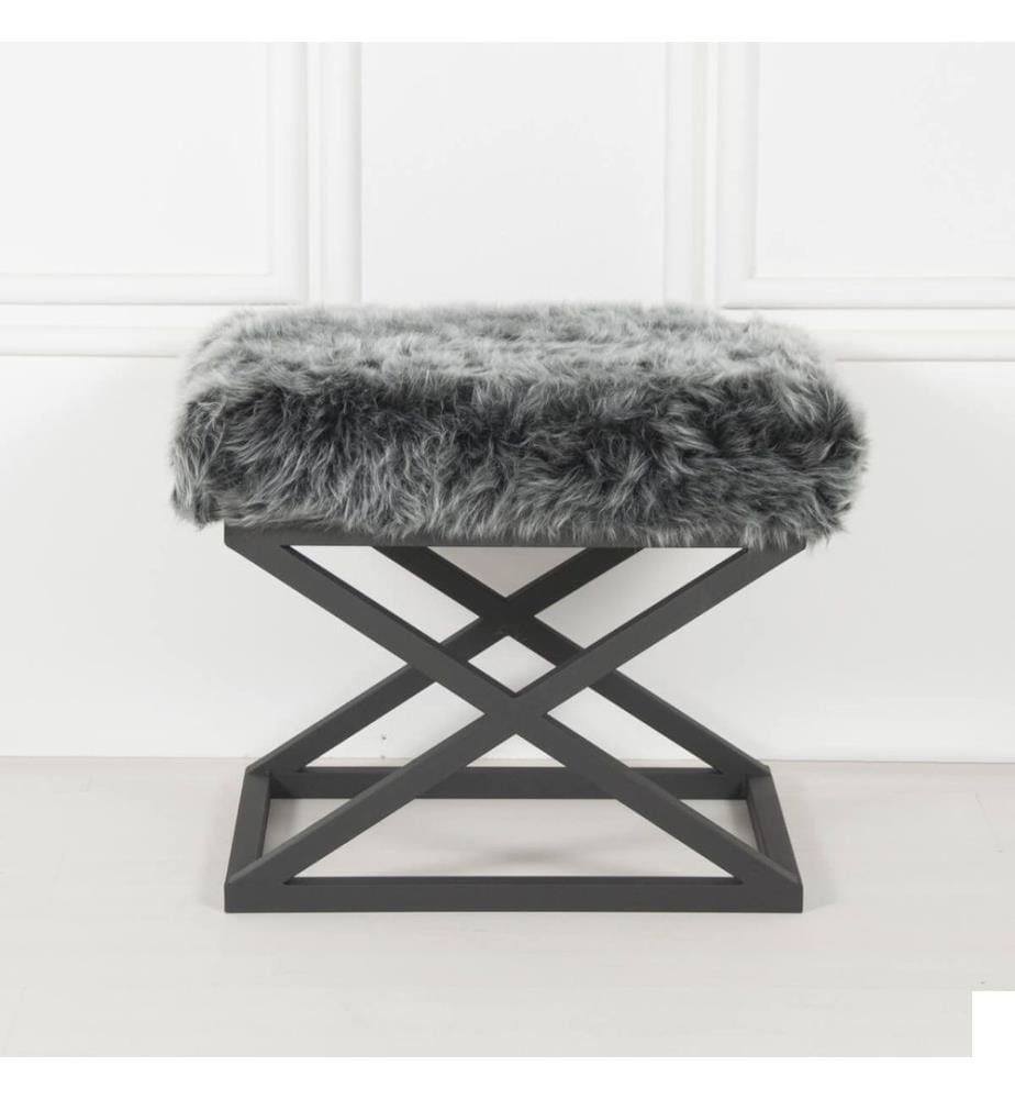 Pouf, noir, gris, cadre : 100% métal, tissu : 100% polyester Babyface