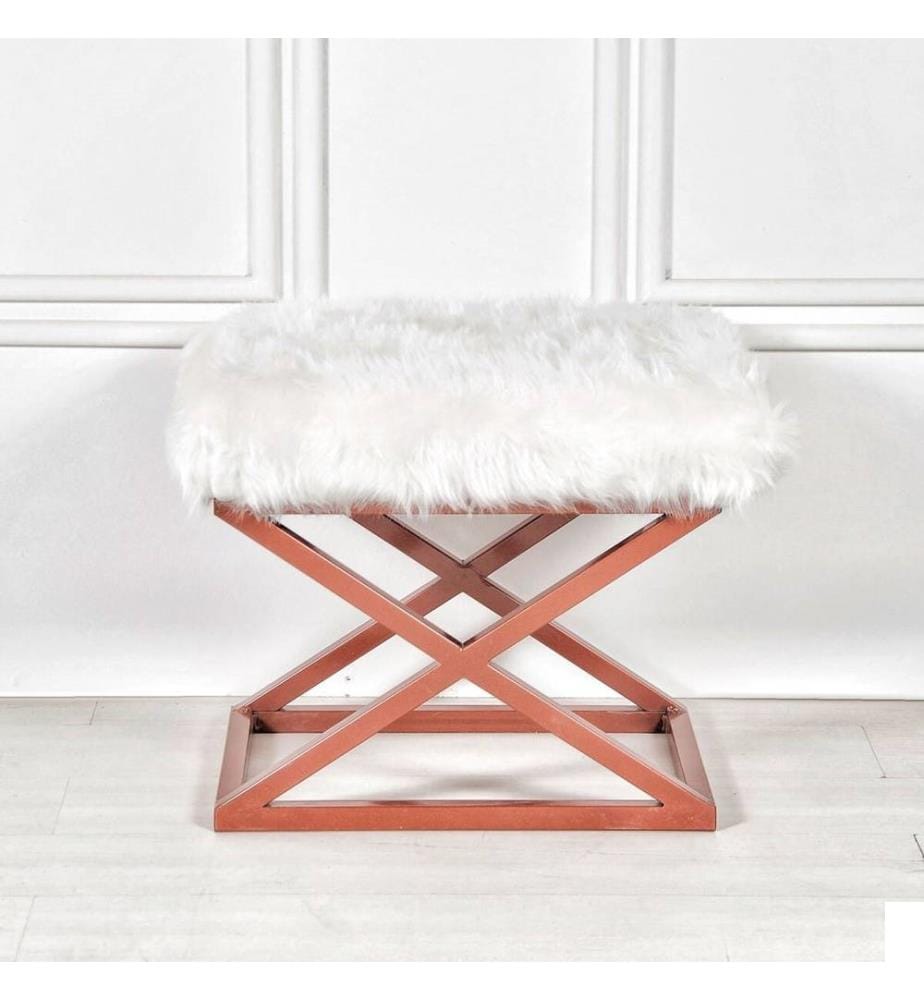 Pouf, cuivre, blanc, cadre : 100% métal, tissu : 100% polyester Babyface