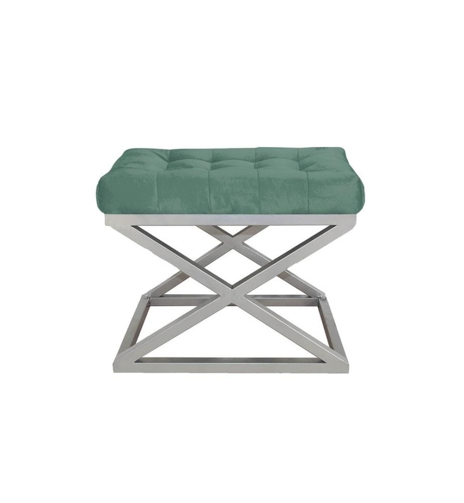 Pouf, argent, vert, cadre : 100% métal, tissu : 100% polyester Babyface