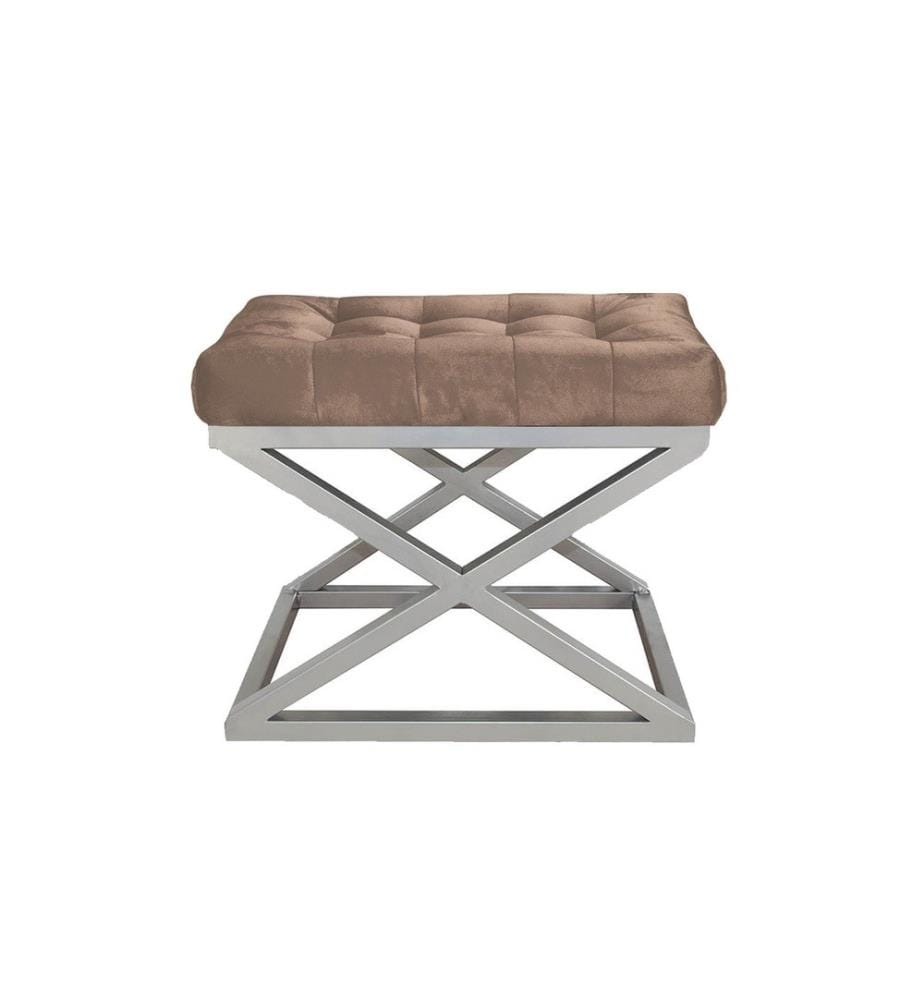 Pouf, Silver, Brown, Cadre : 100% métal, tissu : 100% polyester Babyface