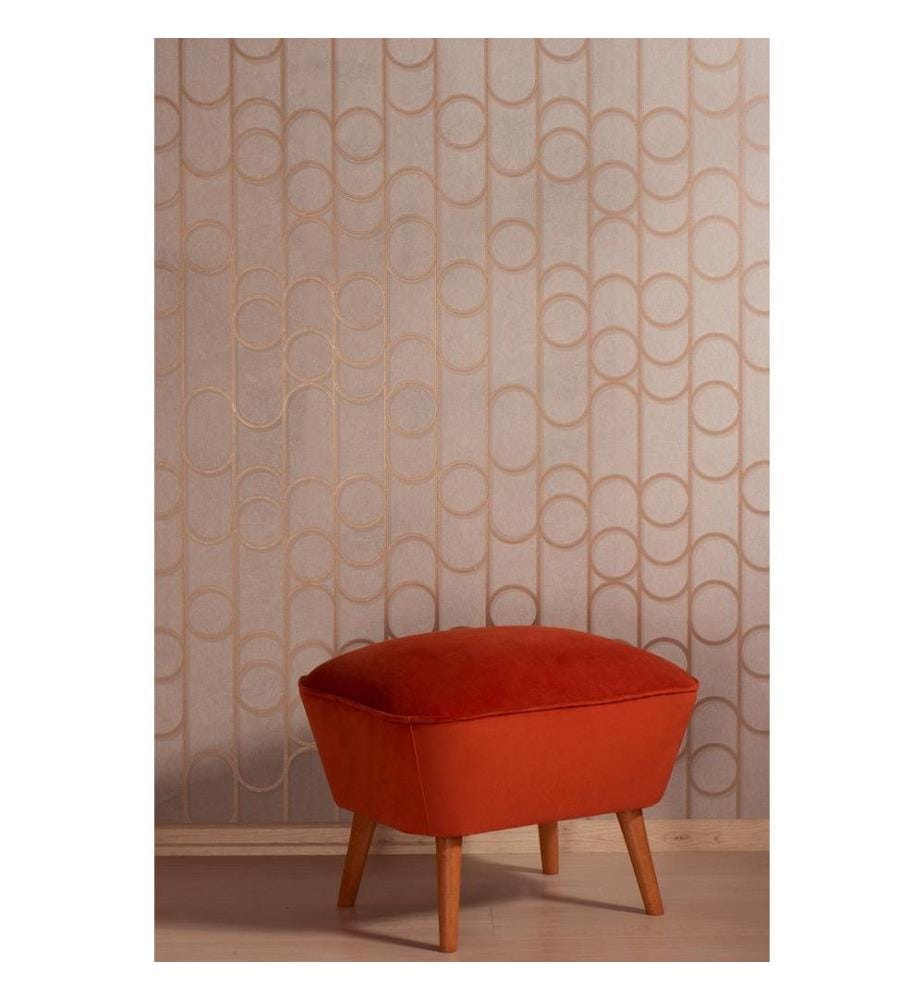 Pouf, rouge tuile, cadre en bois massif, tissu polyester