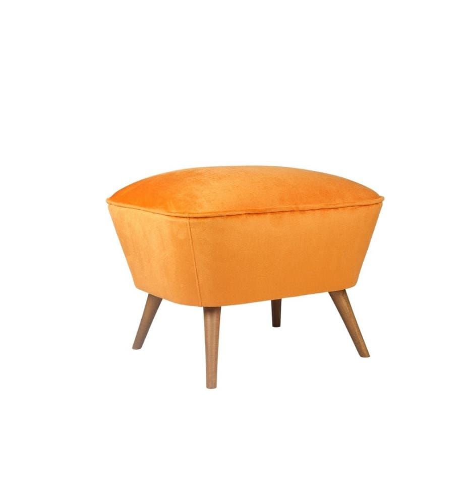 Pouf, orange, cadre en bois massif, tissu polyester