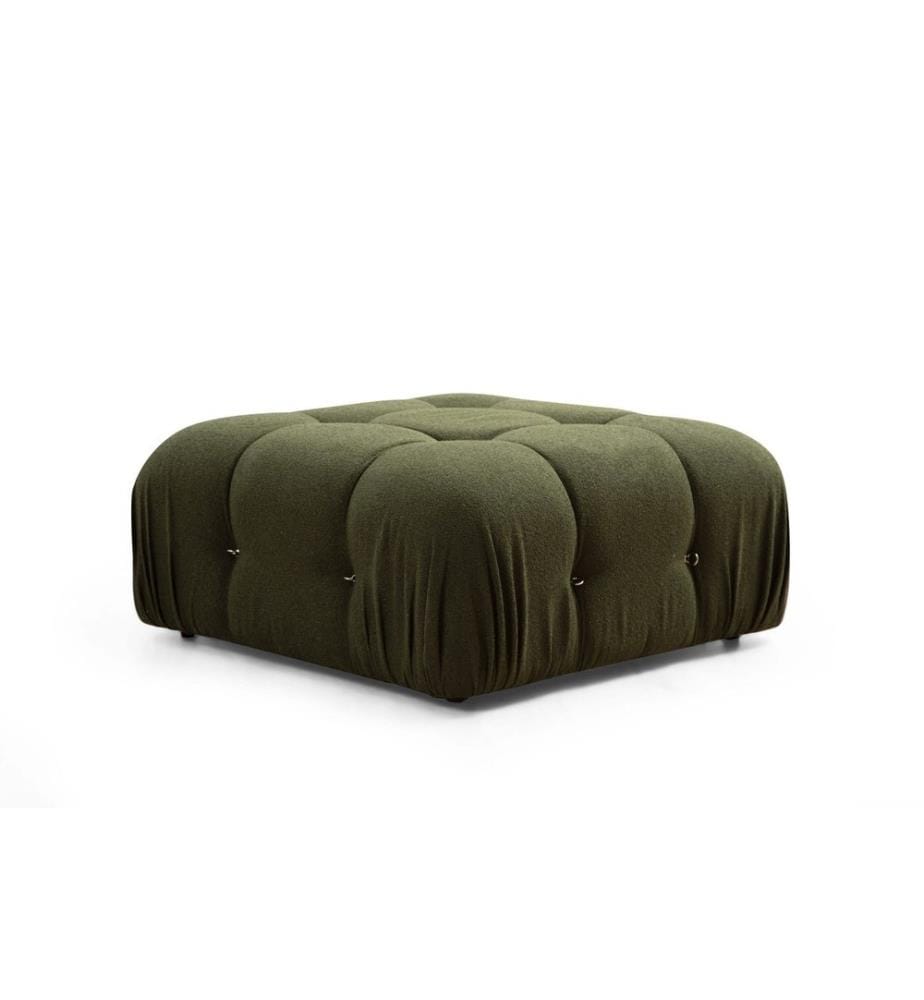 Tuffet, vert, bois de hêtre - cadre en aggloméré, tissu polyester