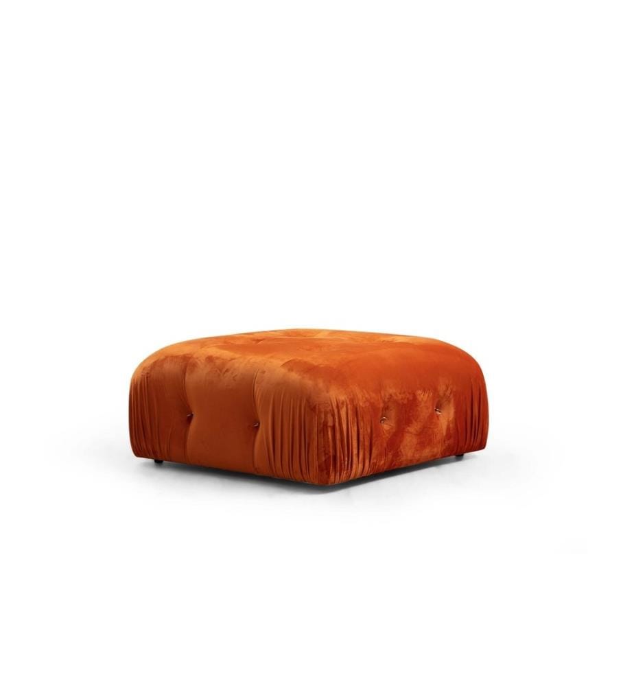 Tuffet, Orange, Bois de hêtre - cadre en aggloméré, tissu polyester