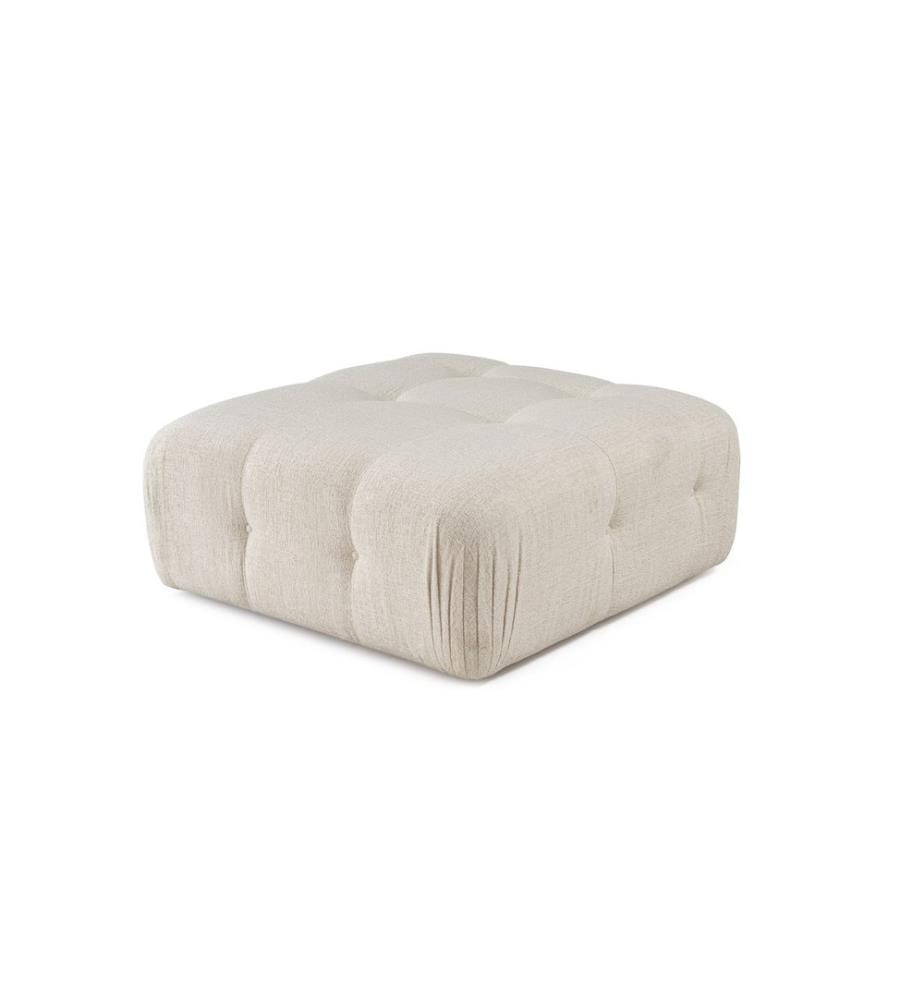 Pouf, crème, cadre : Bois de hêtre - panneau de particules, Tissu : 100% polyester