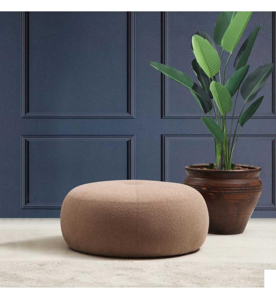 Pouf, Cappuccino, bois de hêtre - cadre en aggloméré, tissu polyester