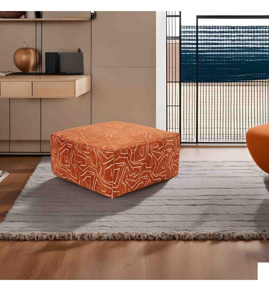 Pouf, Orange, Cadre : 100% Hornbeam, Tissu : 100% lin