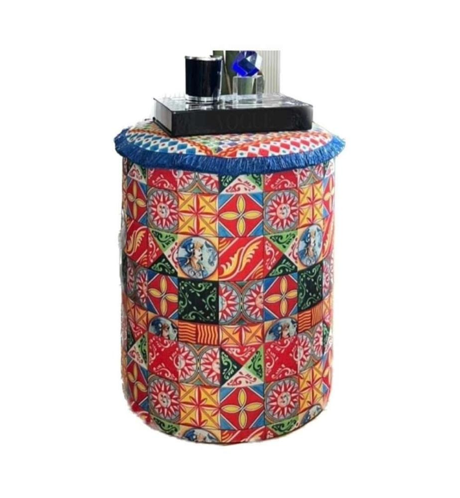 Pouf, Multicolore, Tissu : Lin