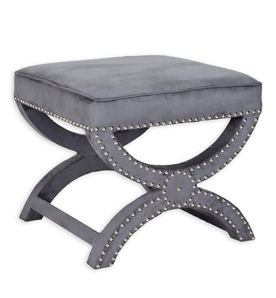 Pouf, Gris, Cadre : MDF, Tissu : Babyface
