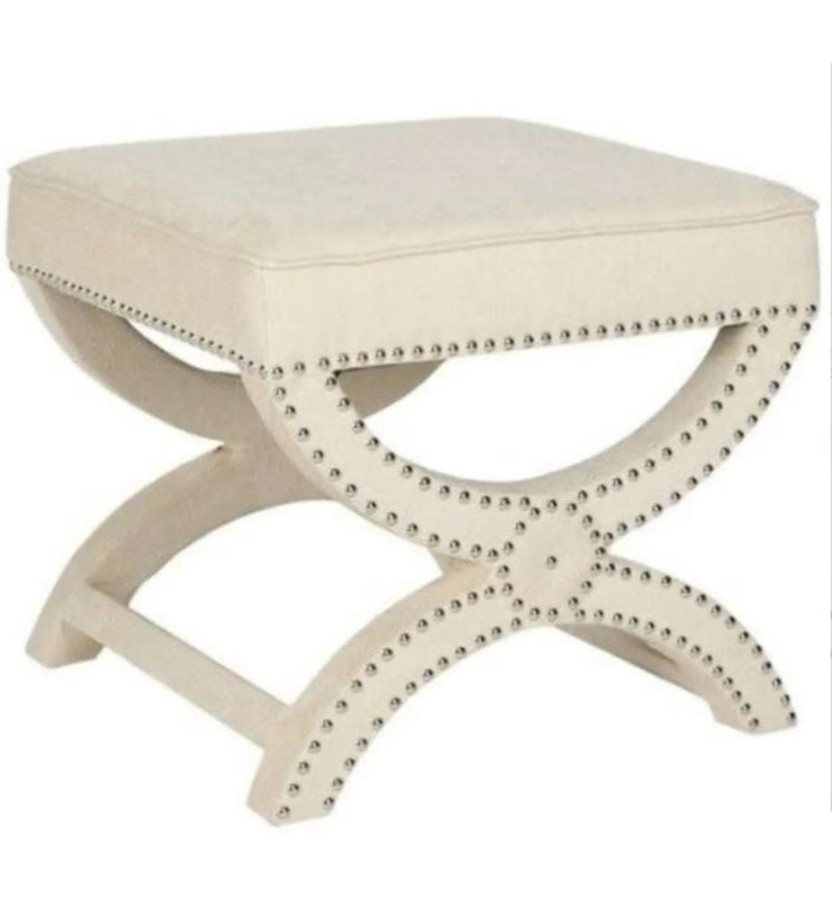 Pouf, crème, cadre : MDF, Tissu : Babyface