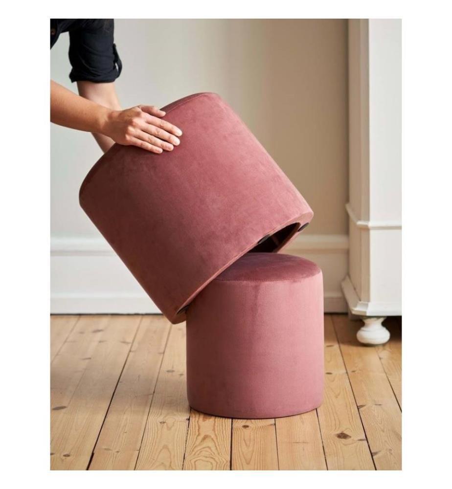 Pouf, Rose, Cadre : MDF, Tissu : Babyface
