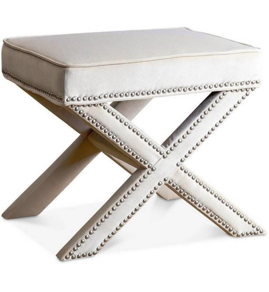 Pouf, crème, cadre : MDF, Tissu : Babyface