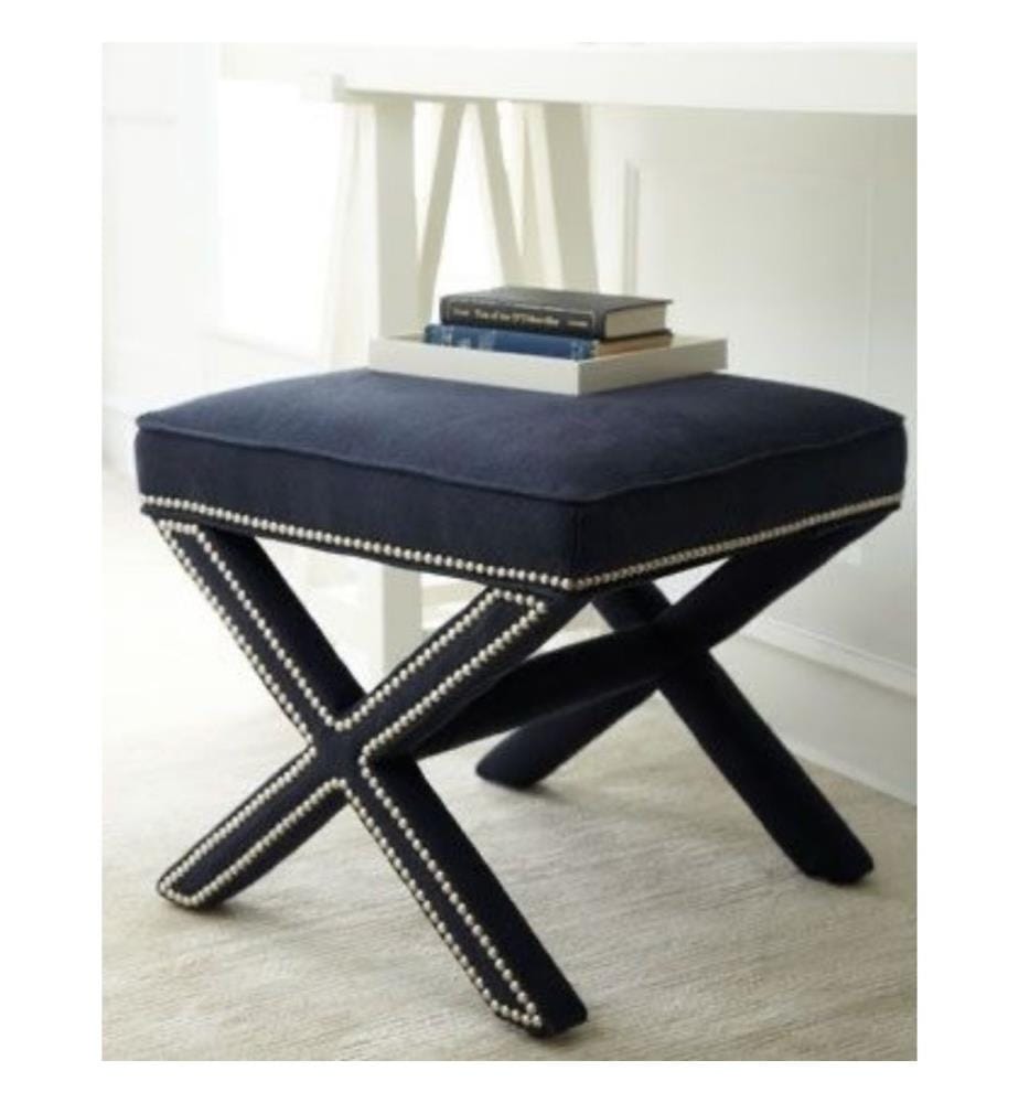 Pouf, Bleu foncé, Cadre : MDF, Tissu : Babyface