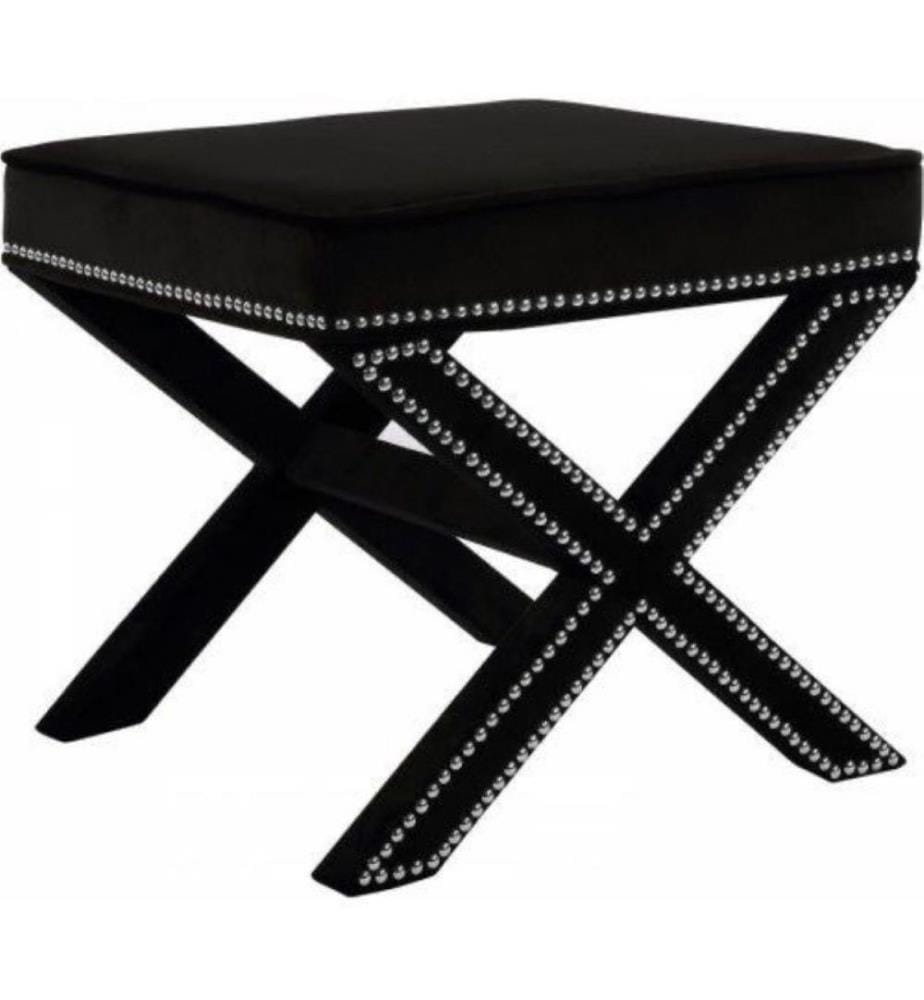 Pouf, Noir, Argent, Cadre : MDF, Tissu : Babyface