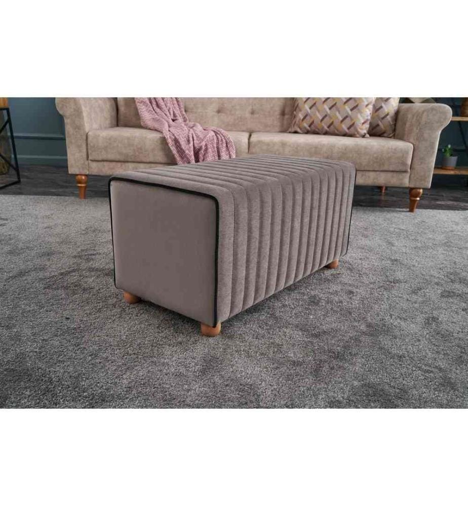 Pouf, vison, polyester et velours, corps en bois