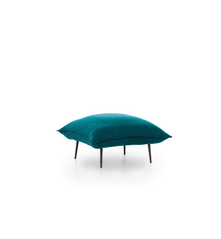 Tuffet, Petrol Green, cadre et pieds en métal, tissu polyester