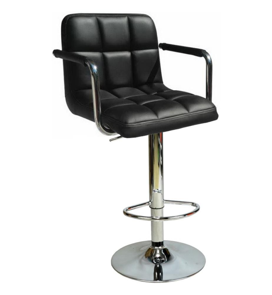 Tabouret de bar, noir argent, polyuréthane